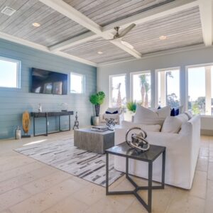 living area with coastal touches