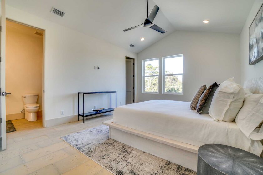 bedroom with tall ceilings