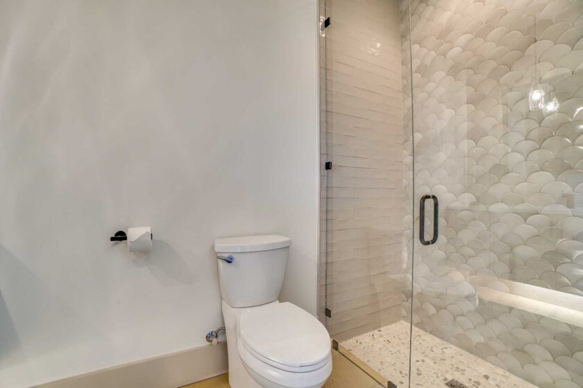 tile shower in bathroom