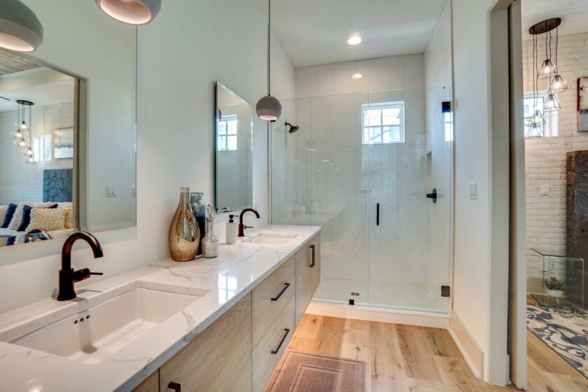 bathroom with walk in shower