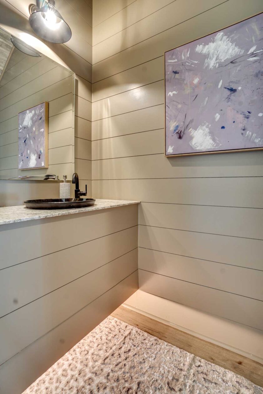 wood details in bathroom