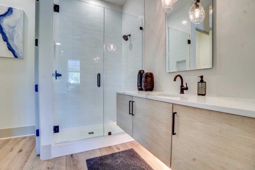 bathroom with walk in shower