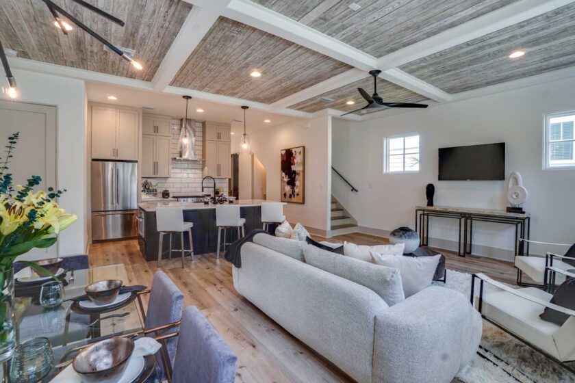 view of kitchen area from living area