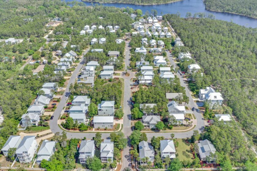 aerial view of neighborhood