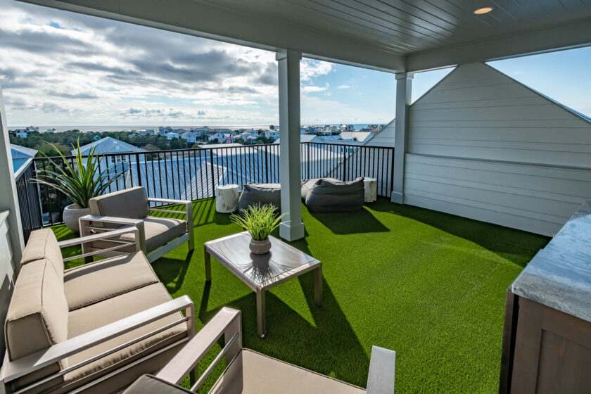 roof deck with covering and gorgeous view of water